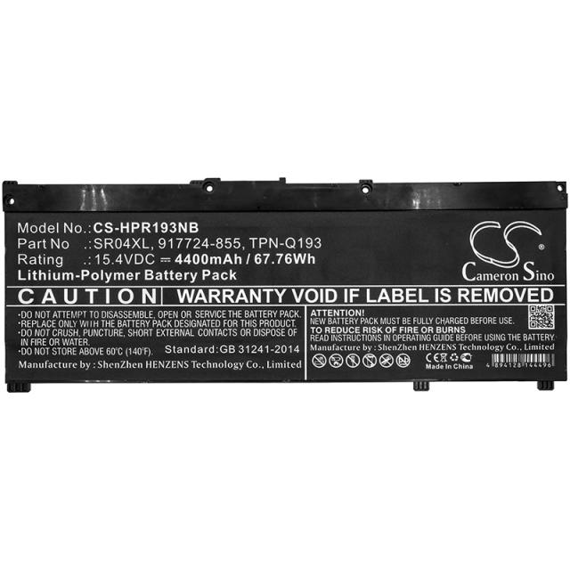Laptop Battery for HP Omen 15-ce000ng; Pavilion 15-CE015DX  SR04XL LiPo  15,4V 4400mAh CAMERON SINO 