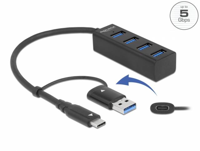 USB хъб, 4 порта, DELOCK-63828 