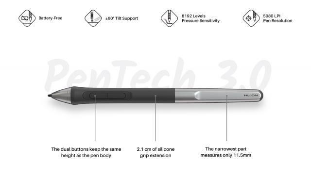 Графичен таблет HUION Inspiroy 2 M, 5080 LPI, Зелен 