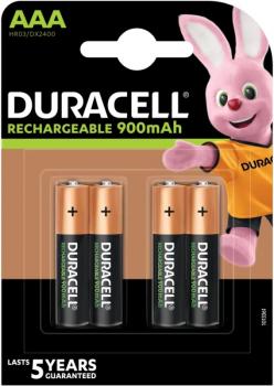 Акумулаторна батерия DURACELL R03 AAA, 900mAh NiMH, 1.2V, 4 бр. в опаковка 