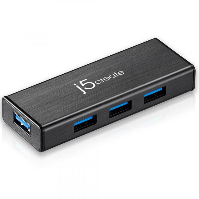 Хъб 4-портов J5 Create JUH340, USB 3.0, 1:4, Черен  
