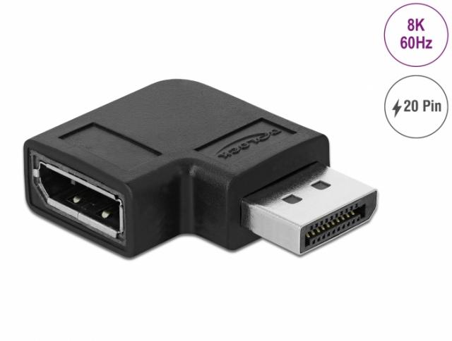 Delock DisplayPort 1.4 Adapter male to female 90° right angled 8K 60 Hz 