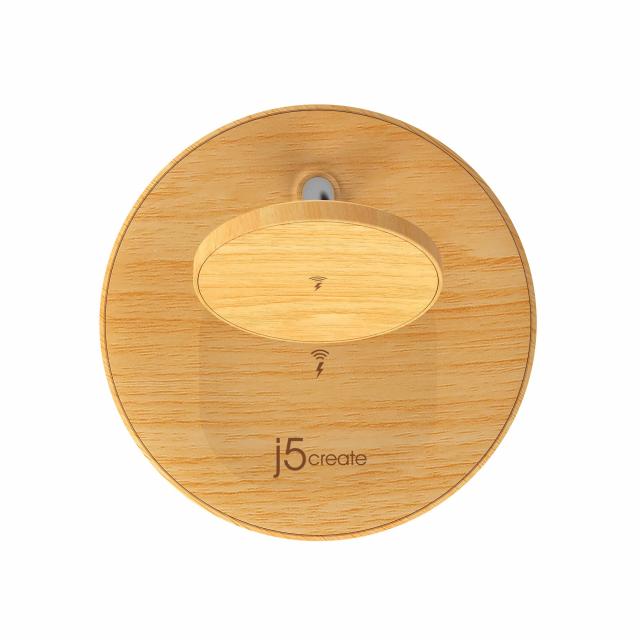 j5create Wood Grain 2-in-1 Magnetic Wireless Charging Stand 