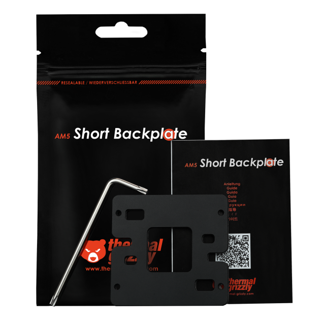 Монтажна рамка Thermal Grizzly AM5 Short Backplate, Алуминий, Черен 