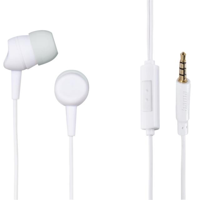 Hama "Kooky" Headphones, In-Ear, Microphone, Cable Kink Protection, white