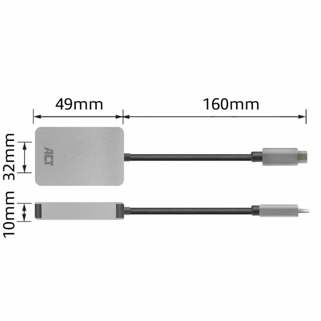 Четец за SD / micro SD карти ACT AC7056, SDXC, USB-C 
