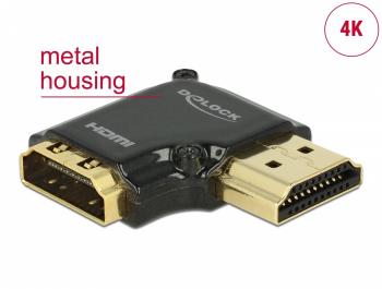 Delock Adapter High Speed HDMI with Ethernet – HDMI-A female > HDMI-A male 4K 90° angled right black