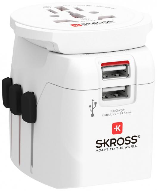 Skross 1302470 Travel adapter Pro Light USB (2xA) -World - White 