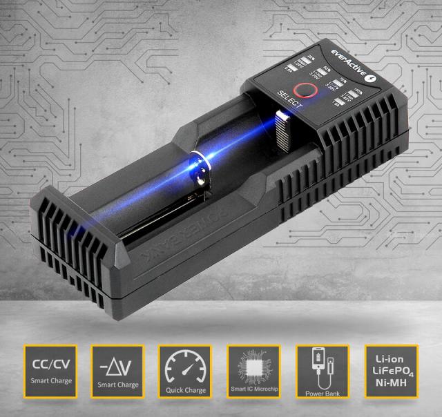 Зарядно устройство за LiIon/NiMh батерии 3,7v/1.2v универсално 1 гнездо USB micro UC-100 EverActive 