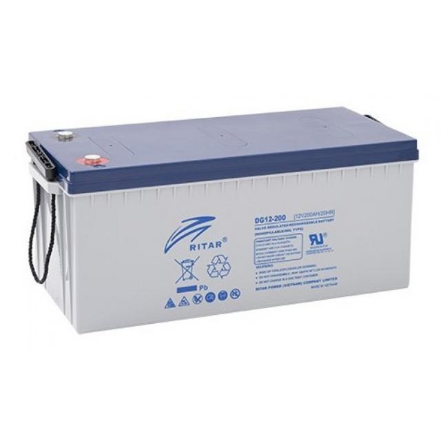 Lead Battery gel for solar systems RITAR \ (DG12-200)12V/200Ah -522 /240/219mm F10/M8 RITAR 