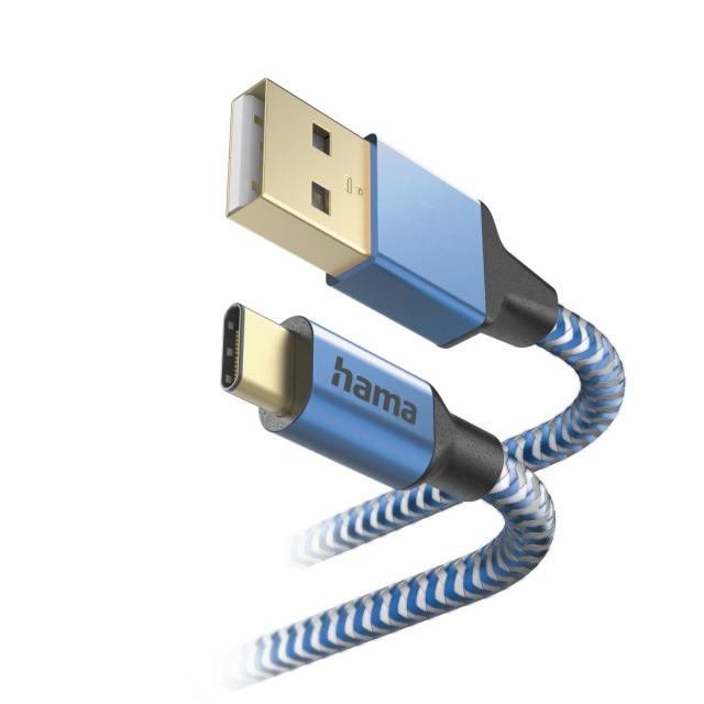 Hama "Reflective" Charging/Data Cable, USB Type-C - USB-A, 1.5 m, 201558 