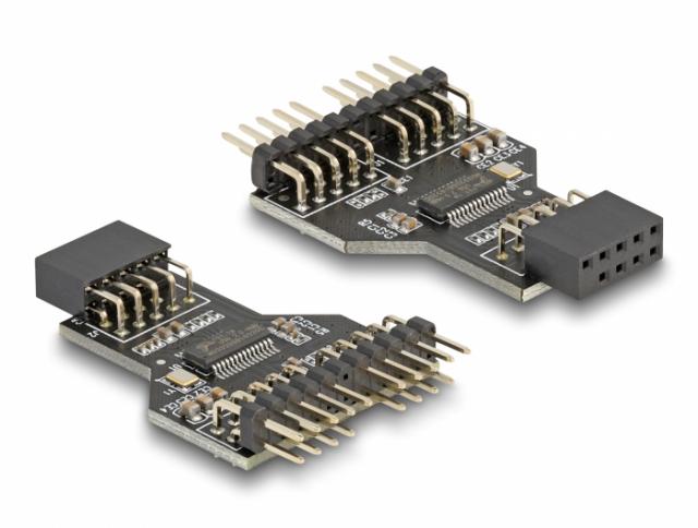 Хъб Delock USB 2.0 9-Pin женско към Две 9-Pin мъжко 