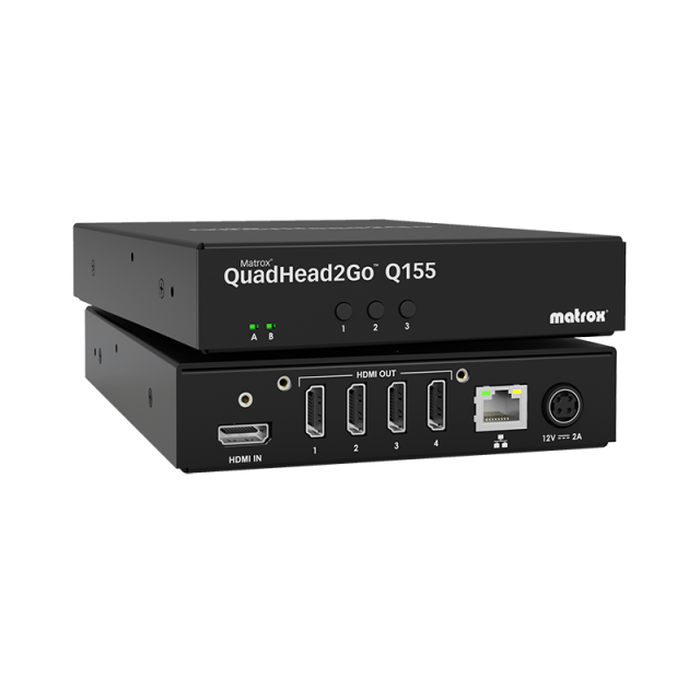 Външен мулти-дисплей адаптер Matrox QuadHead2GO Q155 Multi-Monitor Q2G-H4K за едновременна работа на 4 мониторa с HDMI вход