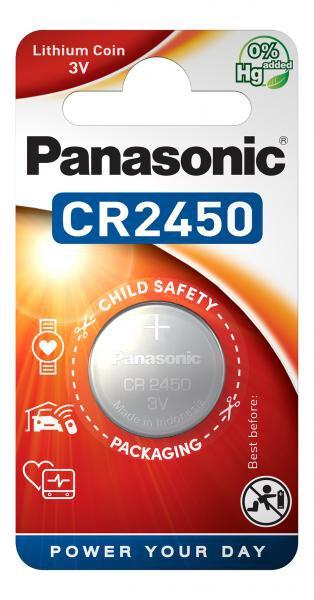 Бутонна батерия литиева PANASONIC CR2450, 3V,  1 бр. в блистер, цена за 1 бр. 