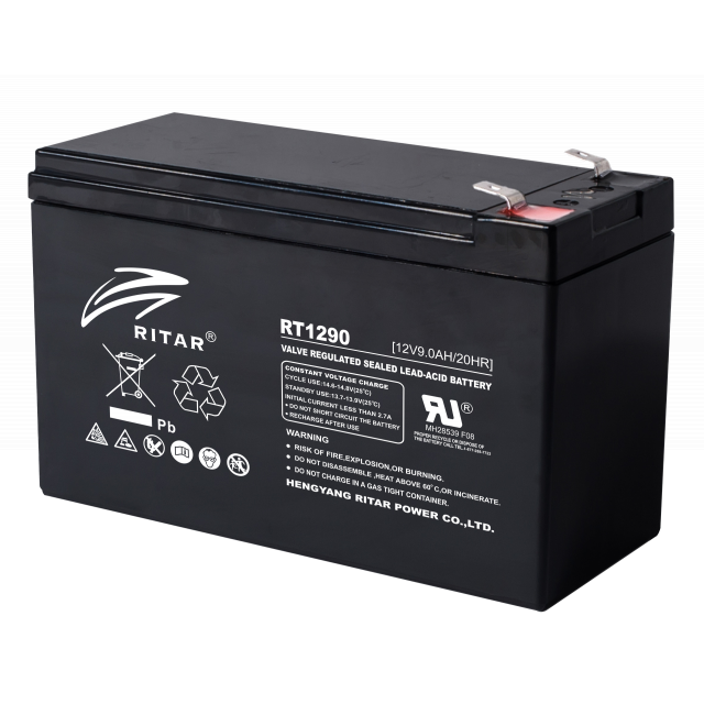 Оловна батерия RITAR, (RT1290) AGM, 12V, 9Ah, 151/ 65/ 94 mm, Терминал2 
