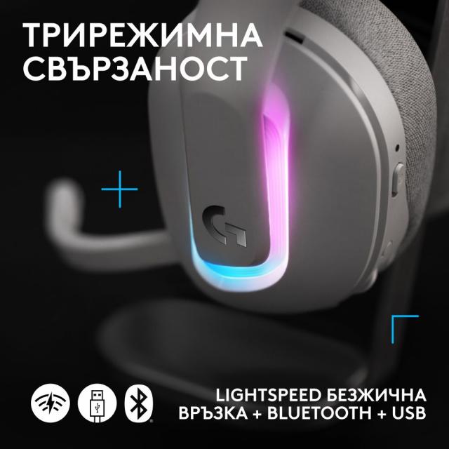 Геймърски слушалки Logitech G522 Lightspeed Wireless RGB, Микрофон, Бели 