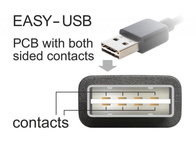 Кабел Delock EASY-USB 2.0 Type-A мъжко angled left / right > USB 2.0 Type Micro-B мъжко 0,5 m 