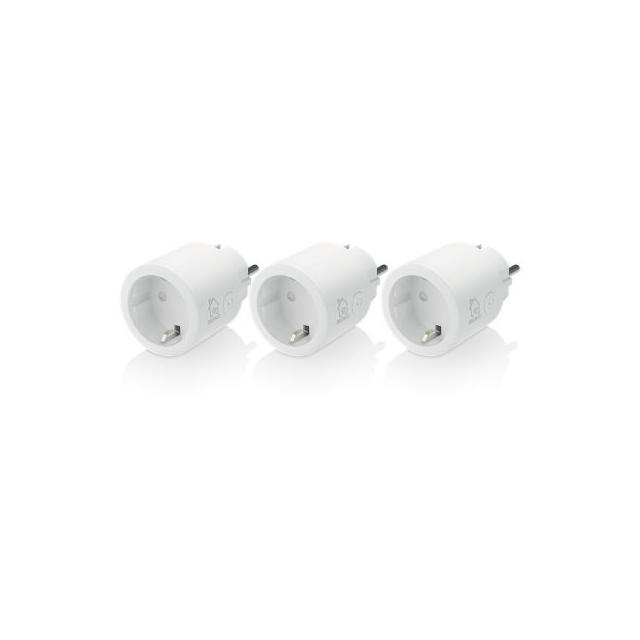 Смарт контакт DELTACO SH-P01-3P, Google Assistant, Alexa, 10А, WiFi 2.4Ghz, 1xCEE 7/3, Бял, 3 бр. комплект