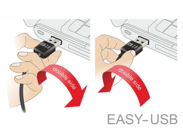 Кабел Delock EASY-USB 2.0 Type-A мъжко angled left / right > USB 2.0 Type Micro-B мъжко 0,5 m 