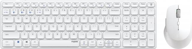 Wireless Keyboard Set RAPOO 9700M, Multi mode, Bluetooth, 2.4Ghz, White 