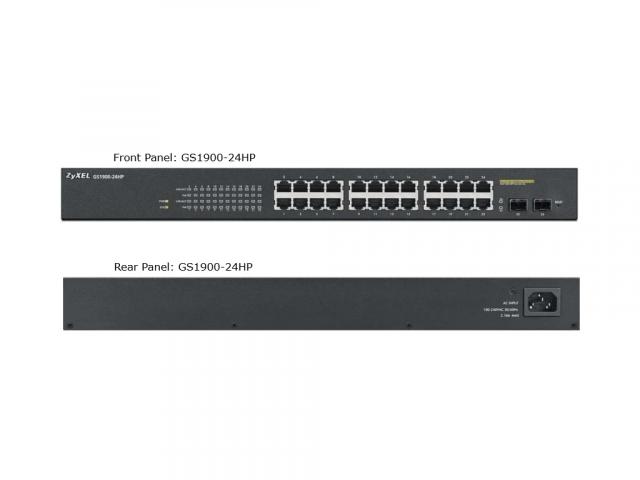 Switch ZYXEL GS1900-24HP, 24 port managed, Gigabit, PoE, Rack-Mount 