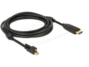 Delock Кабел mini DisplayPort 1.2 мъжки с винт към HDMI мъжки 4K активен , 3 м