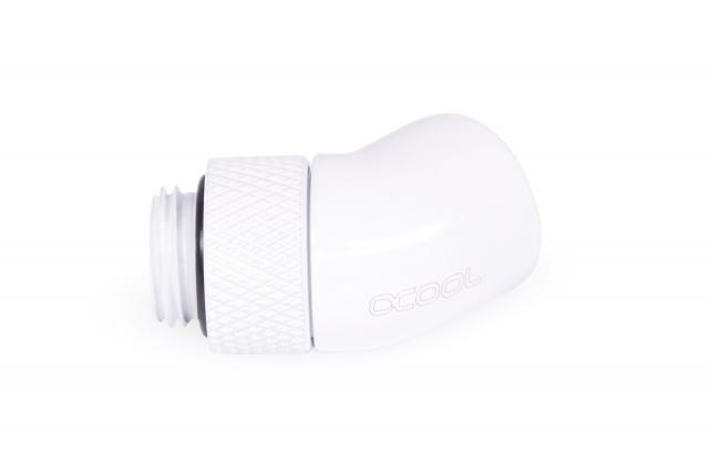 Alphacool Eiszapfen angled adaptor 45° rotatable G1/4 outer thread to G1/4 inner thread - White 