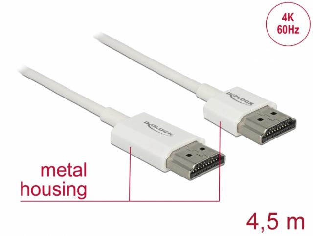 Кабел Delock High Speed, HDMI мъжко - HDMI мъжко, 48 Gbit/s, 3D 4K, 4.5 m, Ethernet 