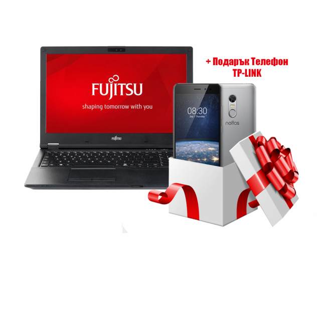 Лаптоп Fujitsu Lifebook E558, Intel Core i3-7130U, 4Gb, 1TB, 15.6"FHD, Черен+Подарък телефон TP-LINK