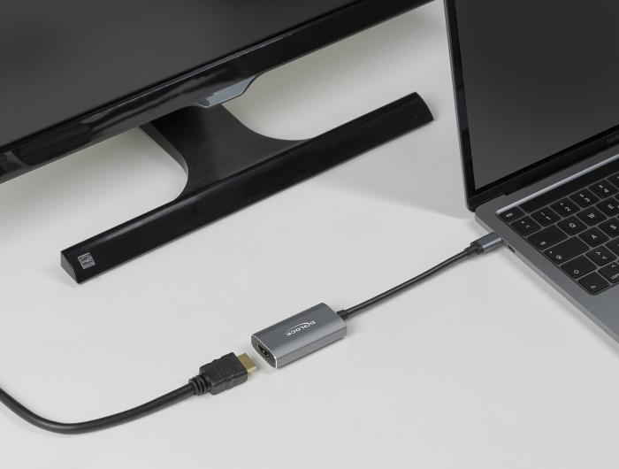 Адаптер Delock, USB-C мъжко - HDMI женско, Ultra HD, 8K, Сив