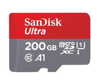 Memory card SANDISK Ultra, microSD, UHS-I, 200GB Class 10, U1, A1, 100 Mb/s, + SD Adapter