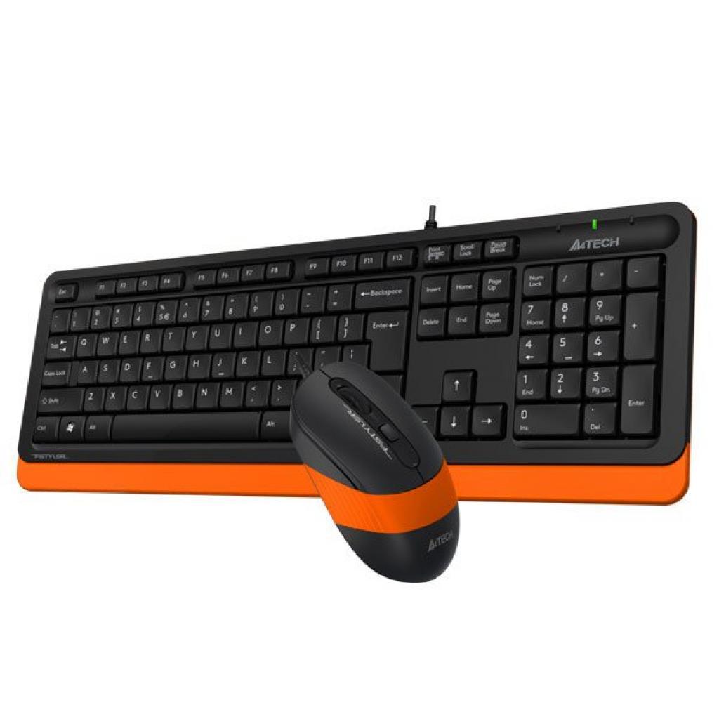 Комплект клавиатура и мишка A4TECH Fstyler F1010, с кабел, USB, Оранжев