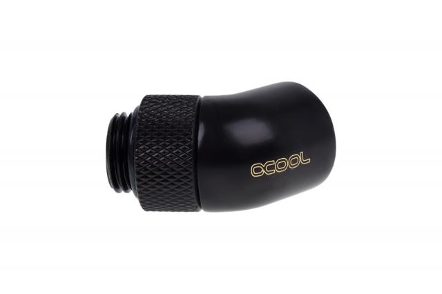Alphacool Eiszapfen angled adaptor 45° rotatable G1/4 outer thread to G1/4 inner thread - deep black 