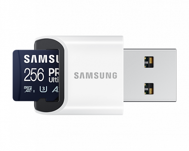 Memory card Samsung PRO Ultimate microSD Card (2023), 256GB, USB reader 