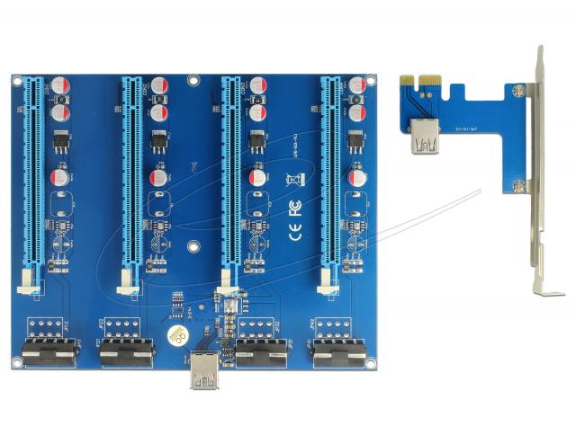 Delock Riser Card PCI Express x1 > 4 x PCIe x16 with 60 cm USB cable 
