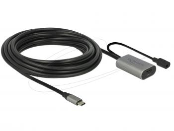 Delock Кабел активен удължителен USB-C към USB-C женско , 5m, (доп. DC захранващ сокет за опцион. захр.)