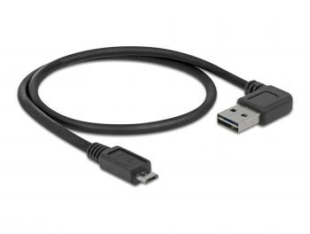 Кабел Delock EASY-USB 2.0 Type-A мъжко angled left / right > USB 2.0 Type Micro-B мъжко 0,5 m