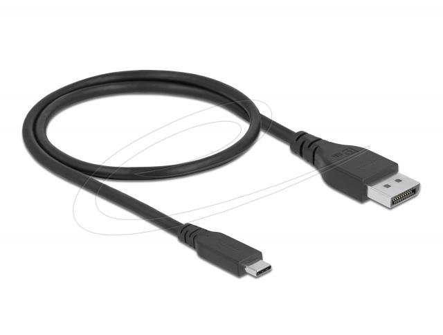 Двупосочен кабел Delock USB Type-C към DisplayPort (DP Alt режим) 8K 60 Hz 0.5m, сертифициран 