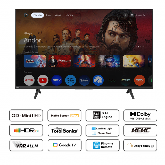 METZ TV 55" 55MNH7000Z UHD 4K QD-Mini LED, Matte Screen Ultra, Google TV, Клас E 