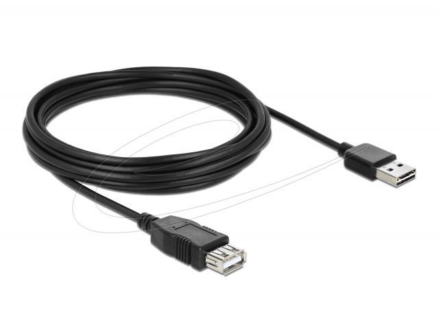 Кабел удължителен  USB-A 2.0 мъжко reversible към USB-A 2.0 женско , 5m 
