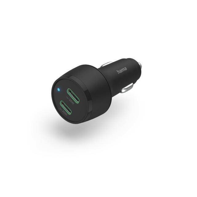 Hama Car Quick Charger, 2x USB-C Power Delivery/Qualcomm ®, 45 W, 201632 