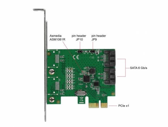 Карта Delock, PCI Express x1 към 2 port SATA, RAID 