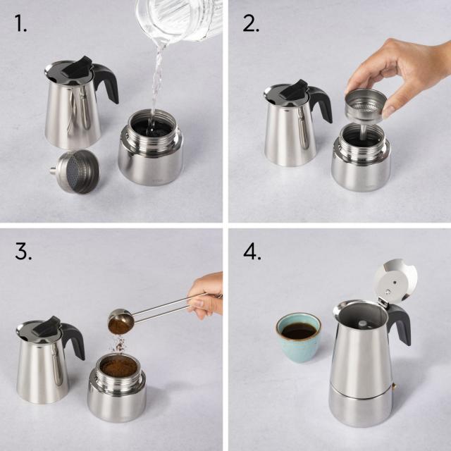 Xavax Stainless Steel Espresso Maker for 4 Cups, 111274 