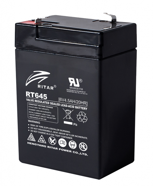 Оловна батерия RITAR, (RT645) AGM, 6V, 4.5Ah, 70/ 47/ 99mm, Терминал1 