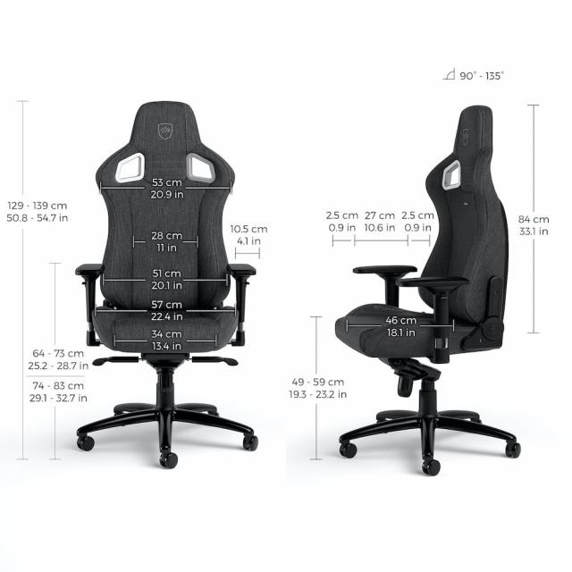 Геймърски стол noblechairs EPIC TX, Grey 