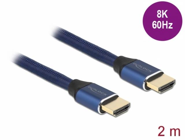 Кабел Delock Ultra High Speed, HDMI мъжко - HDMI мъжко, 48 Gbit/s, 8K 60 Hz, 2 м, Син 