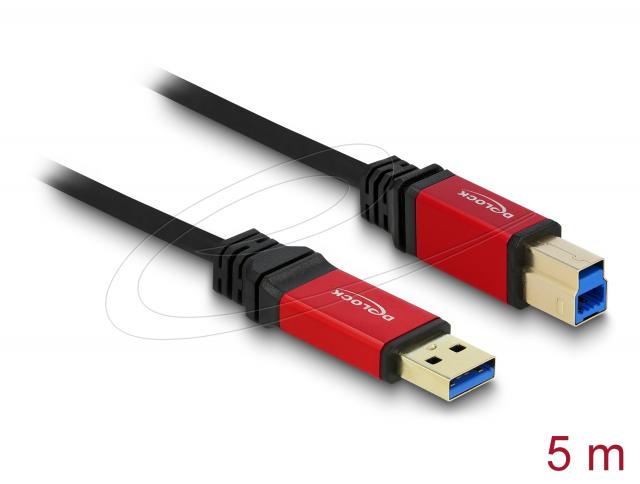 Кабел Delock USB-A 3.0 5Gbps мъжко - USB-B 5Gbps мъжко, 5 м, Premium, Черен 