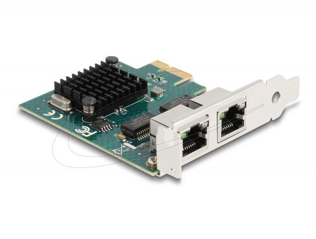 Мрежова карта Delock 2x Gigabit LAN RJ45 jack, PCI Express x1 V2.0 