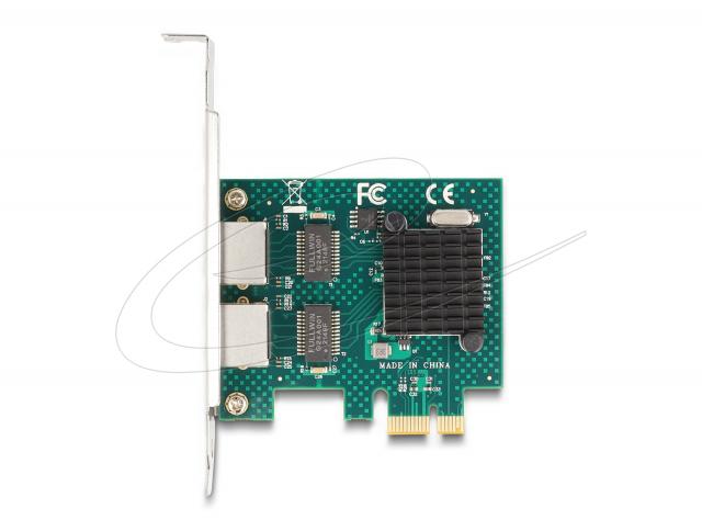 Мрежова карта Delock 2x Gigabit LAN RJ45 jack, PCI Express x1 V2.0 