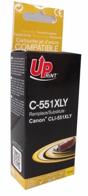 Мастилница UPRINT CLI-551XL CANON, С чип, Yellow 